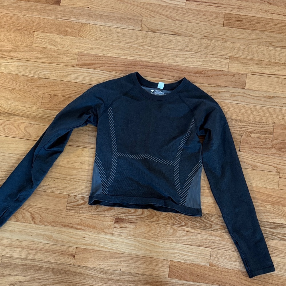 Gray Long Sleeve Athletic Top